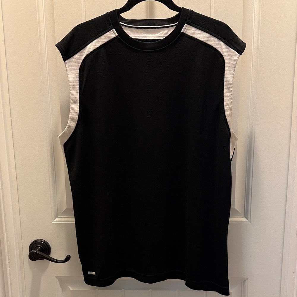 Men's Black and White Sleeveless RapDry Tank Top (XL)
